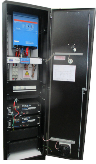 Single door surface mounted inverter panel with battery rack